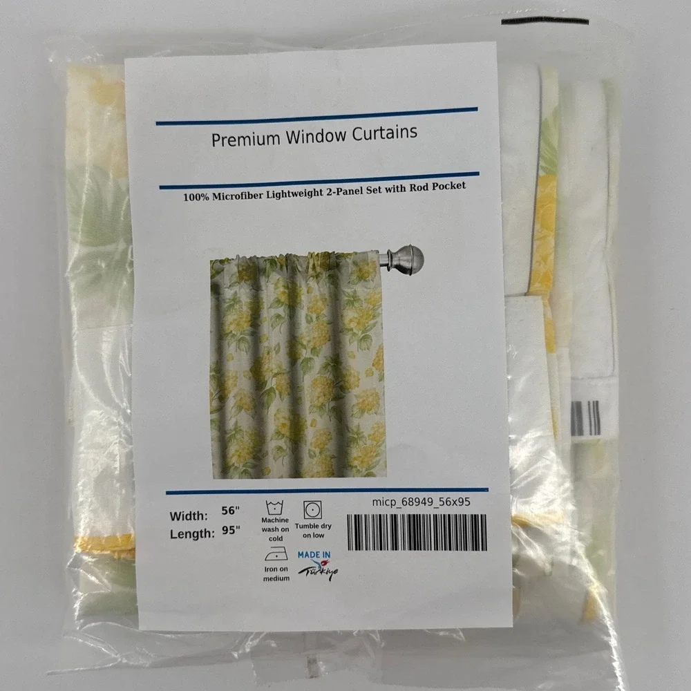 Ambesonne Yellow Hydrangea Floral Window Curtains 2 Panel Set 56x95 Microfiber